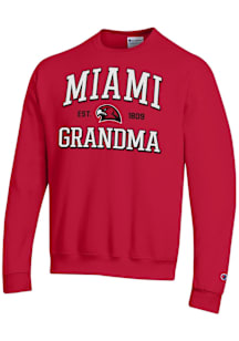 Champion Miami RedHawks Mens Red Est. Date Grandma Powerblend Long Sleeve Crew Sweatshirt