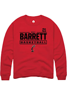 Kali Barrett Cincinnati Bearcats Mens Red NIL Stacked Box Player Crew