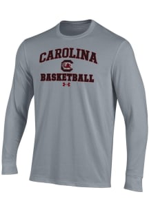 Under Armour South Carolina Gamecocks Grey Basketball Performance Long Sleeve T Shirt