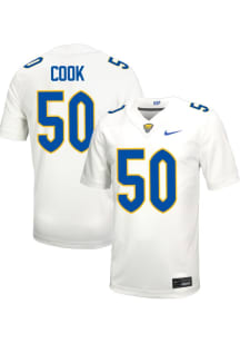 Denim Cook  Mens White Pitt Panthers Football Name And Number Football Jersey
