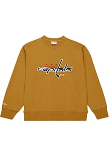 Mitchell and Ness Washington Capitals Mens Tan Dusted Ochre Collection Long Sleeve Fashion Sweatsh..