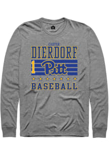 Carter Dierdorf Mens Grey Pitt Panthers NIL Striped Long Sleeve Player T Shirt