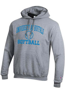 Champion Buffalo Bulls Mens Grey Softball Powerblend Long Sleeve Hoodie
