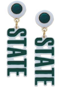 Resin Logo Michigan State Spartans Womens Earrings - Green