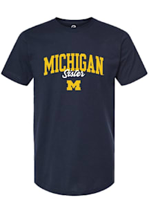 Summit Sportswear Michigan Wolverines Womens Navy Blue Sister Short Sleeve T-Shirt