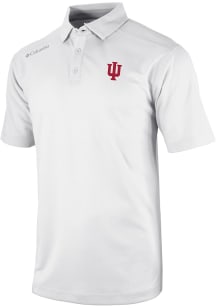 Mens Indiana Hoosiers White Columbia Heat Seal Omni Wick Shotgun Short Sleeve Polo Shirt