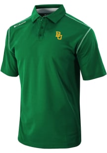 Columbia Baylor Bears Mens Green Heat Seal Omni Wick Shotgun Short Sleeve Polo