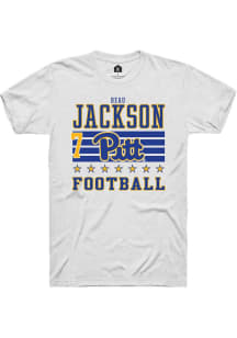 Beau Jackson Rally Mens White Pitt Panthers NIL Striped Player T Shirt
