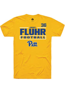 Emory Fluhr Rally Mens Gold Pitt Panthers NIL Stacked Box Player T Shirt