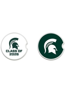 White Michigan State Spartans Class of 2026 Set of 2 Car Coaster