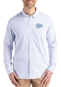 Cutter and Buck Kansas City Chiefs Mens Light Blue Mono Epic Confidence Pinstripe Long Sleeve Dres..