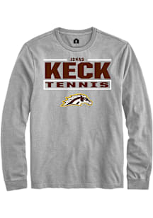 Jonas Keck Western Michigan Broncos Grey NIL Stacked Box Long Sleeve Player T Shirt