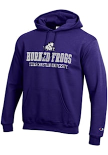 Champion TCU Horned Frogs Mens Purple Logo/Mascot/Name Powerblend Long Sleeve Hoodie