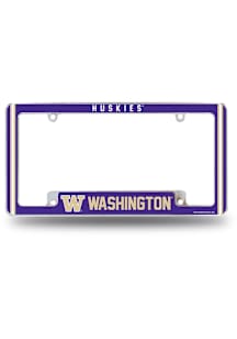 Washington Huskies Classic All Over Chrome License Plate Frame - White