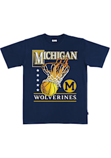 Michigan Wolverines Navy Blue Basketball Hoops Heavyweight Short Sleeve T Shirt