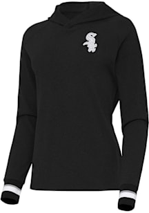 Antigua Chicago White Sox Womens Black White Tonal Trek Hooded Sweatshirt