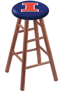 Brown Illinois Fighting Illini Round Cushion Oak Pub Stool
