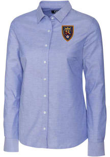 Cutter and Buck Real Salt Lake Womens Stretch Oxford Long Sleeve Light Blue Dress Shirt
