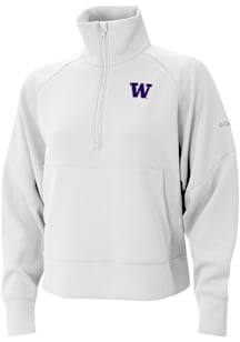 Columbia Washington Huskies Womens White Heat Seal Wickham Hills Qtr Zip Pullover