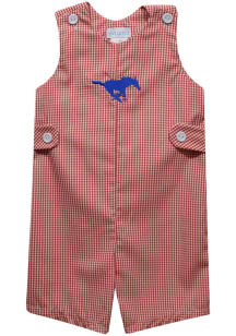 Vive La Fete SMU Mustangs Toddler Red Gingham Overalls