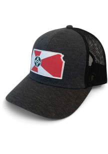 Wichita Flag Front Trucker Adjustable Hat - Charcoal