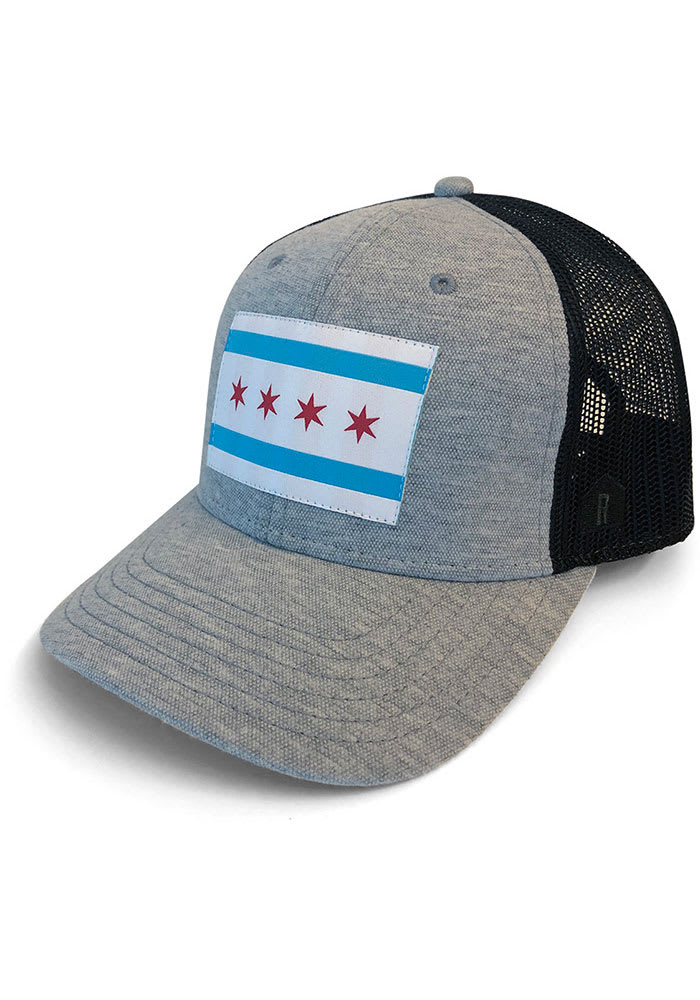 Chicago Flag Front Trucker Adjustable Hat - Grey