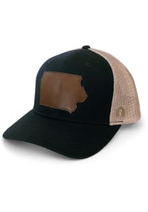 Iowa Leather State Trucker Adjustable Hat - Black