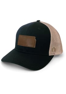 Kansas Leather State Trucker Adjustable Hat - Black