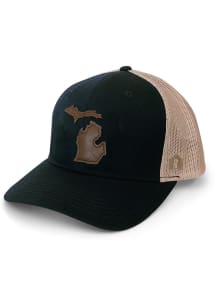 Michigan Leather State Trucker Adjustable Hat - Black