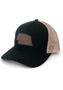 Nebraska Leather State Trucker Adjustable Hat - Black