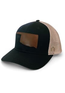 Oklahoma Leather State Trucker Adjustable Hat - Black