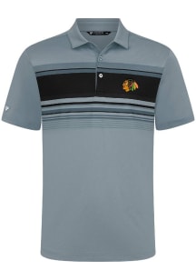 Levelwear Chicago Blackhawks Mens Grey Onward Embroidered 3D Patch Short Sleeve Polo
