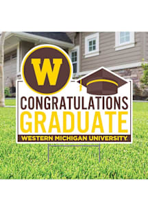 White Western Michigan Broncos Grad Yard Sign