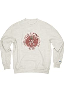 Blue 84 Indiana Hoosiers Mens Oatmeal Hoosier The Bison Long Sleeve Crew Sweatshirt