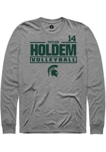 Taylah Holdem Mens Graphite Michigan State Spartans NIL Stacked Box Long Sleeve Player T Shirt