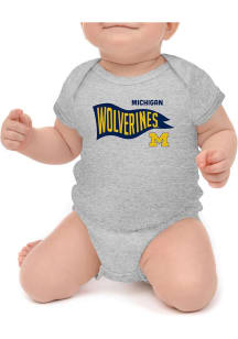 Baby Grey Michigan Wolverines Knobby Retro Short Sleeve One Piece