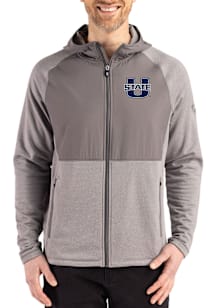 Cutter and Buck Utah State Aggies Mens Graphite Peshastin Long Sleeve Full Zip Jacket
