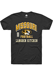 Langden Kitchen Missouri Tigers Black Football NIL Arch Logo Short Sleeve Player T Shirt