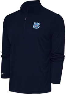 Antigua Coast Guard Mens Navy Blue Tribute Long Sleeve Qtr Zip Pullover