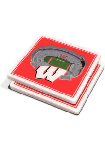 Red Wisconsin Badgers 3D Stadium View Coaster