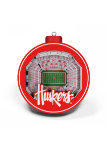 Red Nebraska Cornhuskers 3D Stadium View Ornament