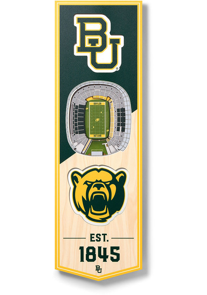 Baylor Bears 6x19 Inch 3D Stadium Sign YELLOW