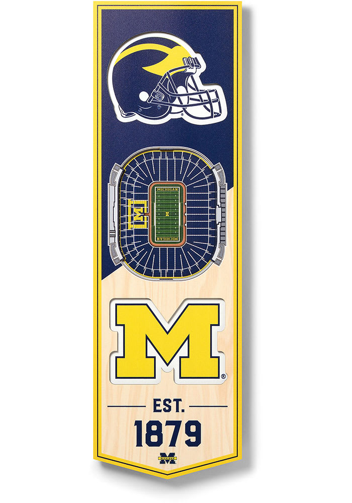 Michigan Wolverines 6x19 inch 3D Stadium Banner