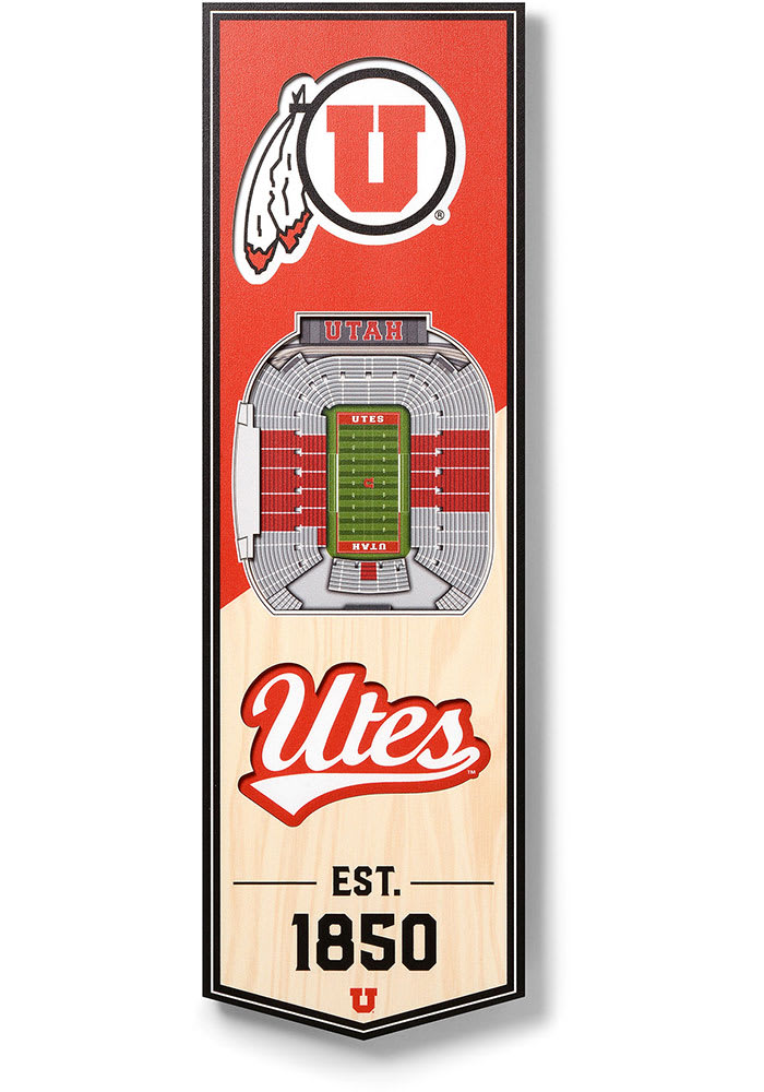 Utah Utes 6x19 inch 3D Stadium Banner
