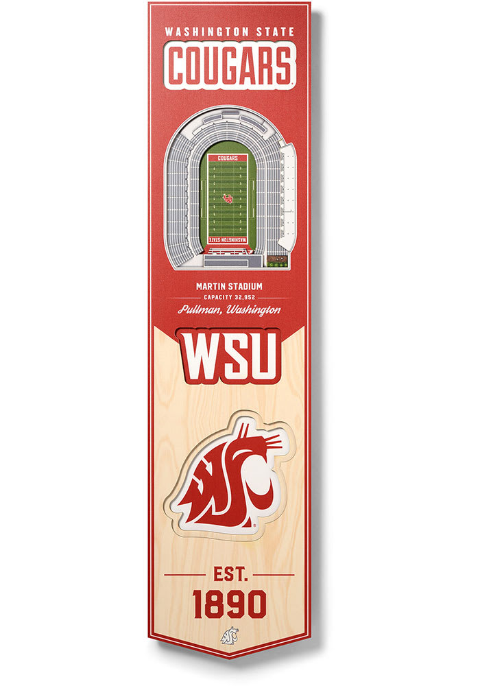 Washington State Cougars 8x32 inch 3D Stadium Banner