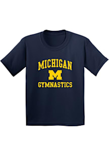 Michigan Wolverines Youth Navy Blue Arch Logo Gymnastics Short Sleeve T-Shirt