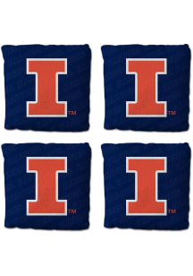 Blue Illinois Fighting Illini 4 pack Design Corn Hole Bags