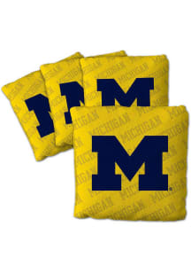 Yellow Michigan Wolverines 4 pack Design Corn Hole Bags