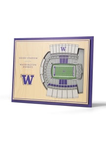 Purple Washington Huskies 5-Layer 3D Stadium View Wall Art