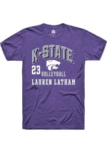 Lauren Latham Rally Mens Purple K-State Wildcats NIL Arch Logo Player T Shirt